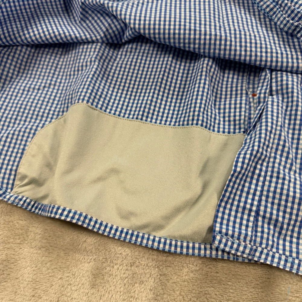 Simms Fishing Products Mens XL Blue Gingham Cotton Button Down Shirt Long Sleeve - Picture 8 of 9